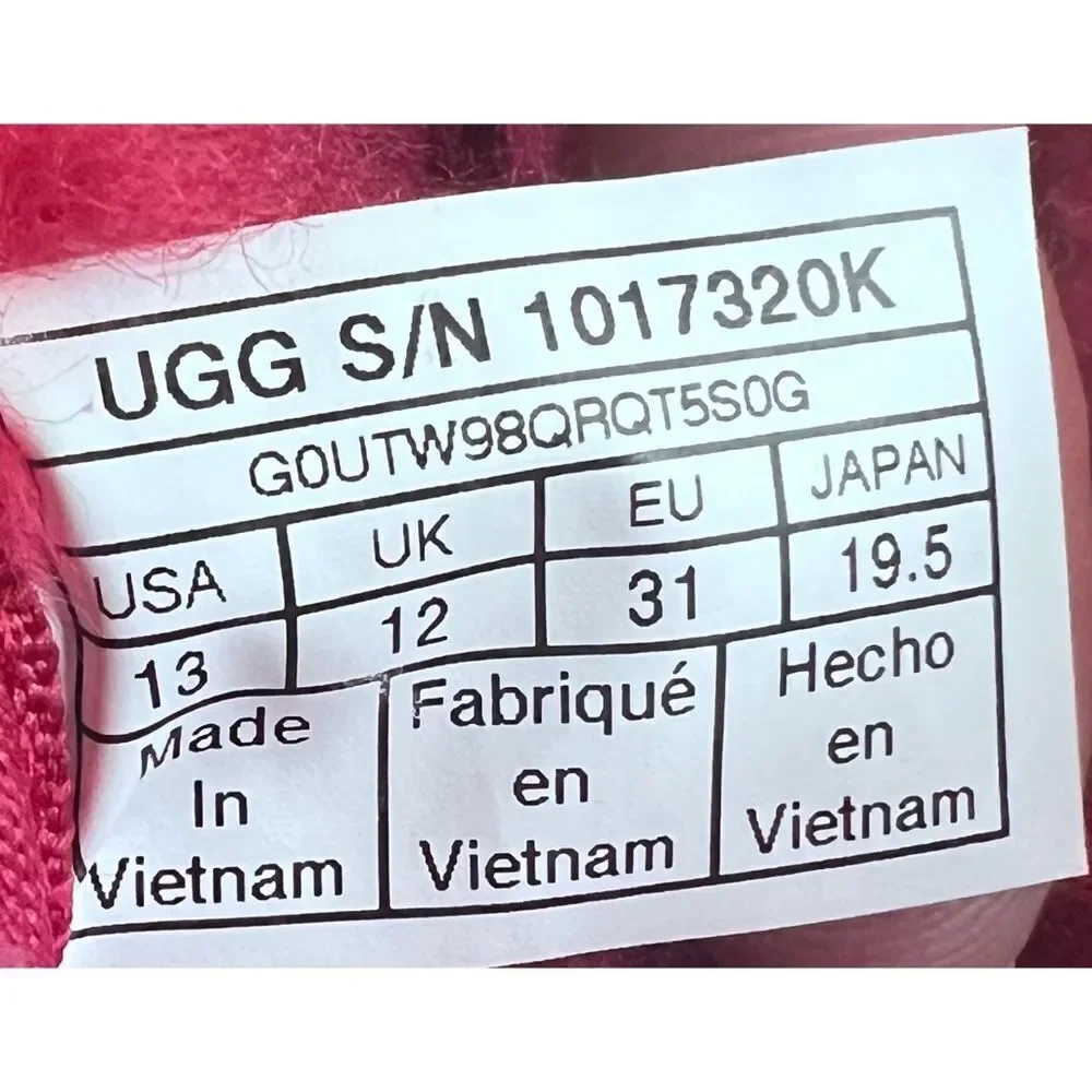 UGG Neubel Kids Red Suede Shearling Chukka Ankle Lace Up Boots Size 13